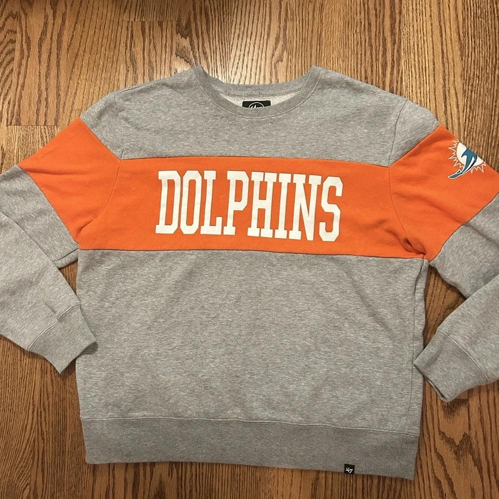 Miami Dolphins Sweatshirt 47 Size XL Gray Unisex Pullover Long Sleeve